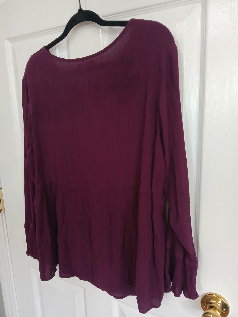 Embroidered Velvet Panel Long-Sleeve Top — Plum Whimsigoth Fairy Grunge Boho - Picture 8 of 8
